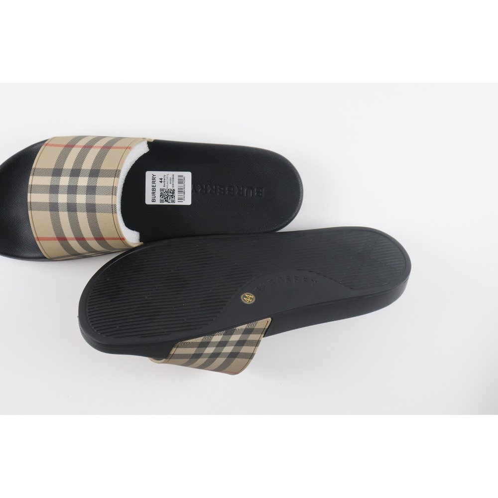 Burberry Slides Vintage Check 44 Beige Black Men Pool Sandal Luxury Casual - Picture 5 of 9